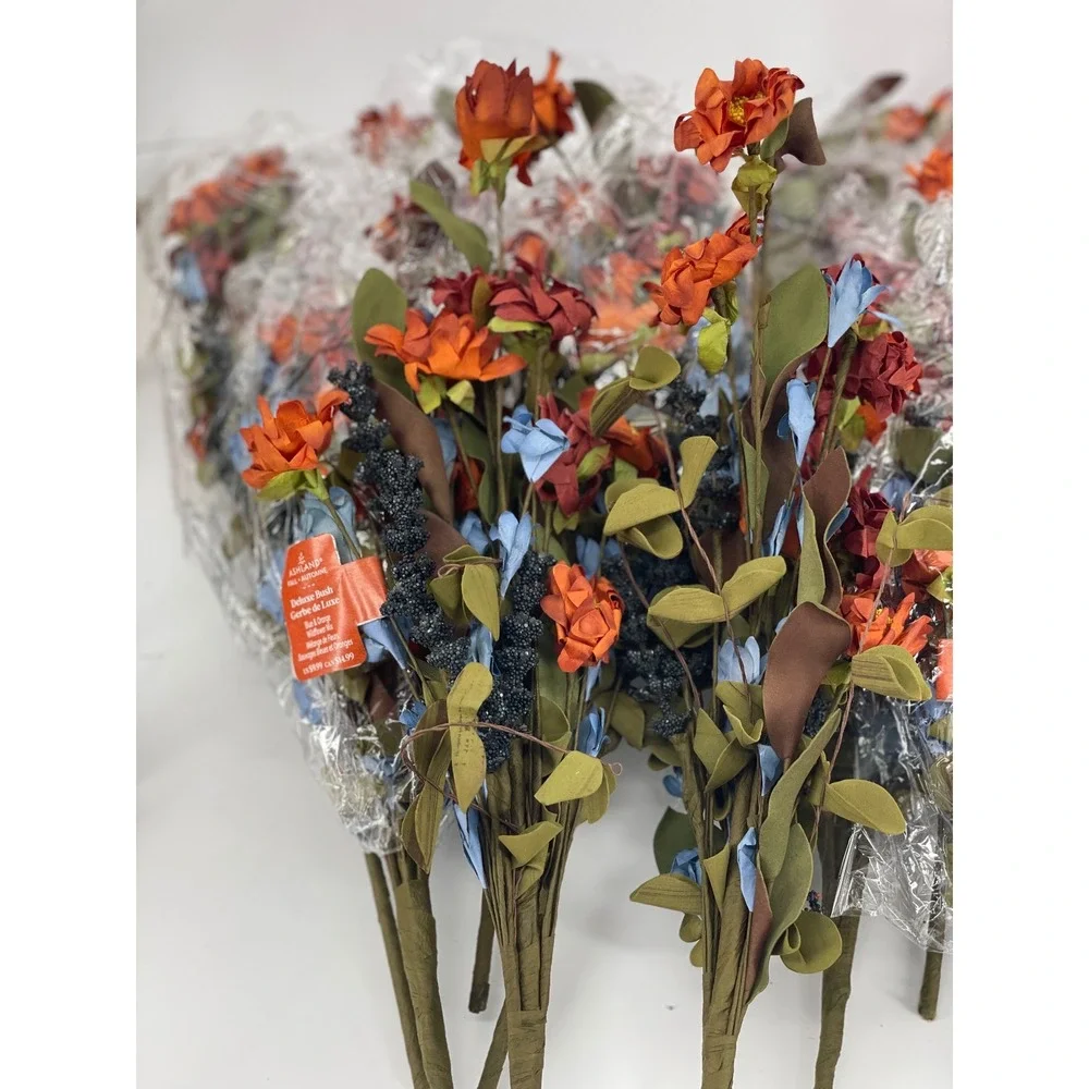 Lot of 57 Ashland Floral Decor Orange Blue Fall Wildflower Pumpkins Foliage NEW